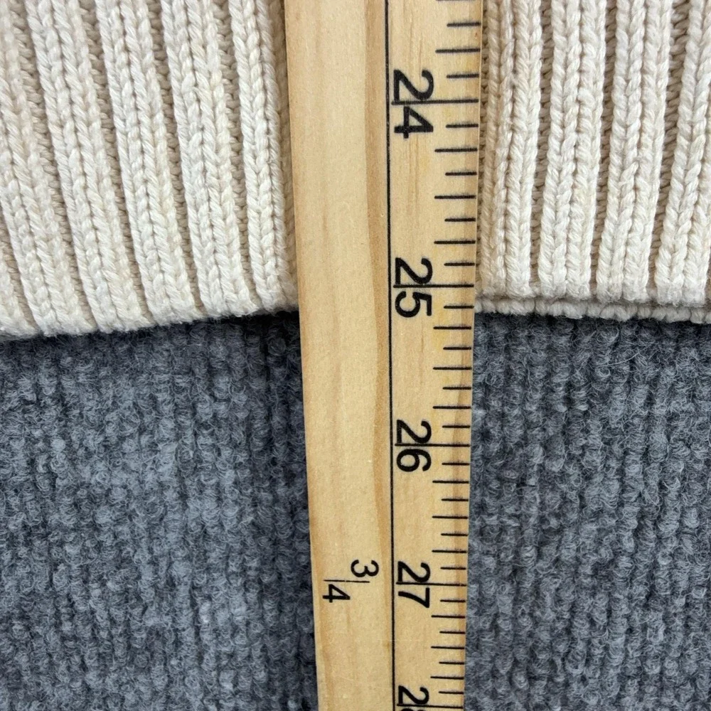 Croft&Barrow Sweater Mens XL White Cable Knit 1/4 Zip Mock Neck Cotton Pullover